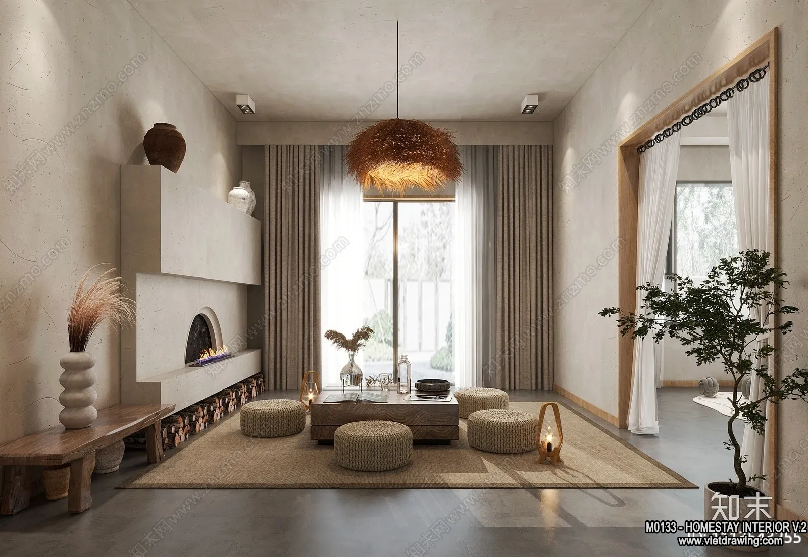 Homestay 3D Interior Scene - 3D Models - 205