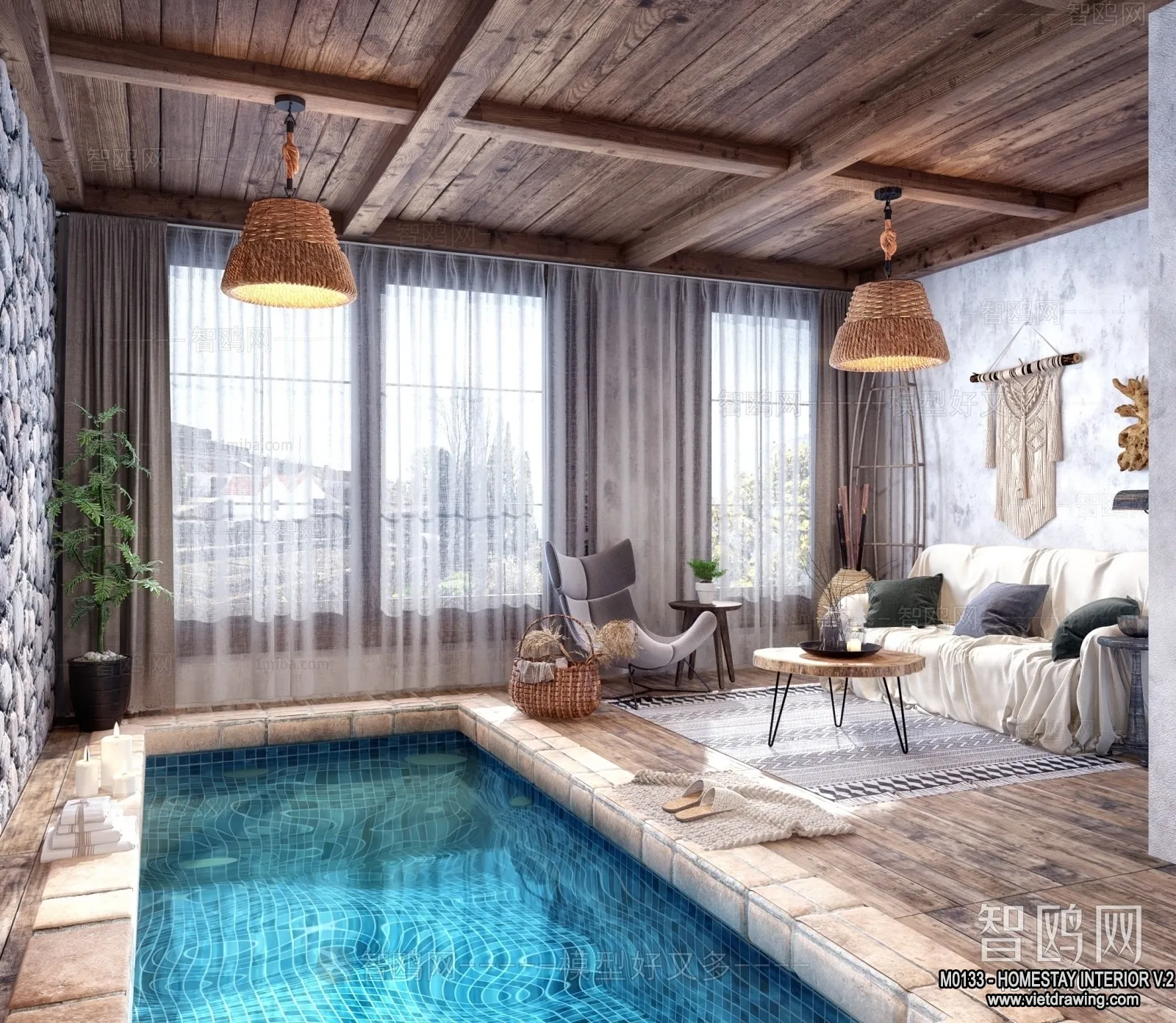 Homestay 3D Interior Scene - 3D Models - 209