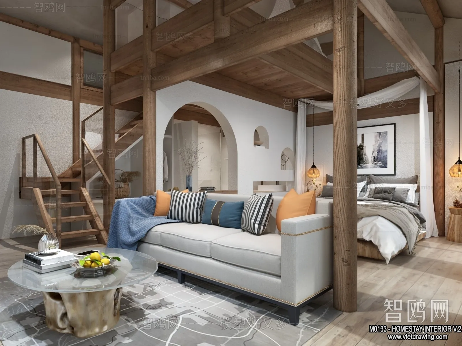 Homestay 3D Interior Scene - 3D Models - 211