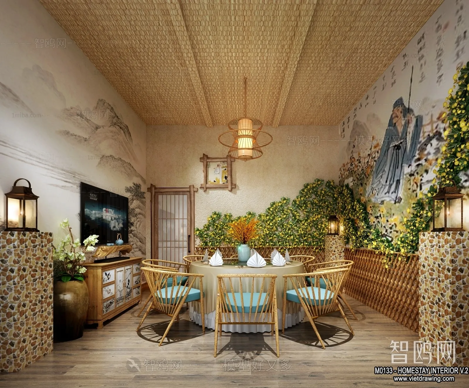 Homestay 3D Interior Scene - 3D Models - 213