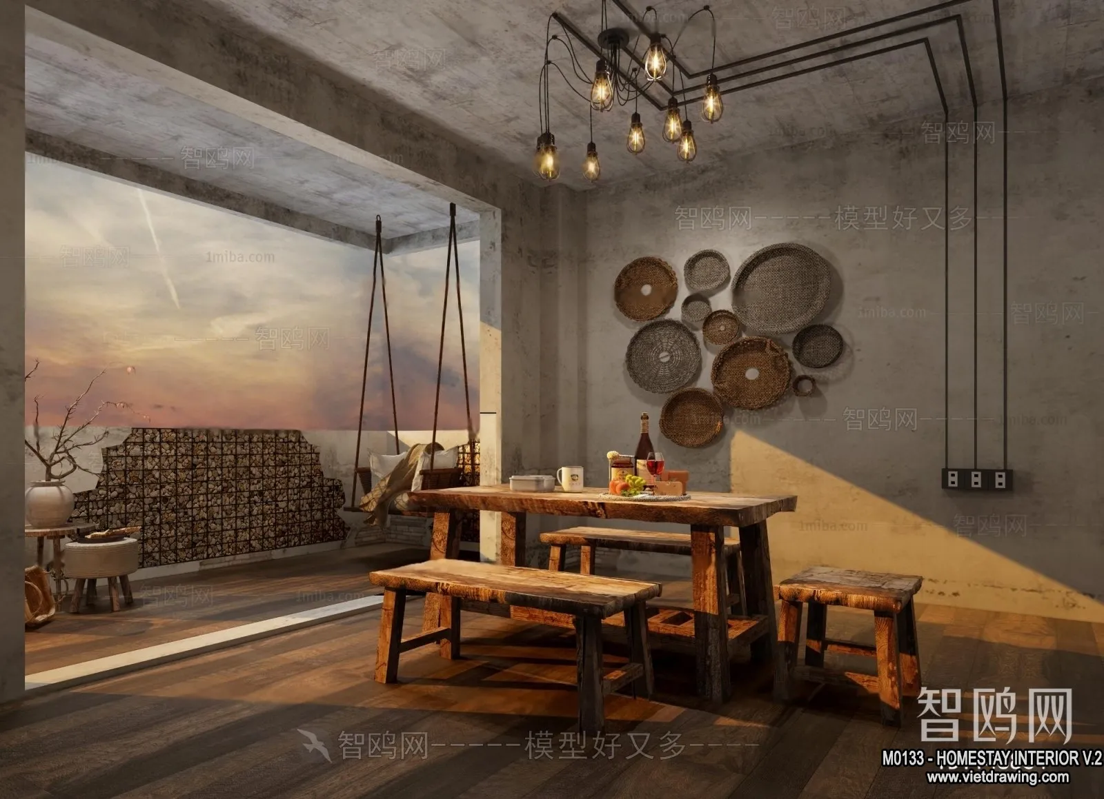 Homestay 3D Interior Scene - 3D Models - 225