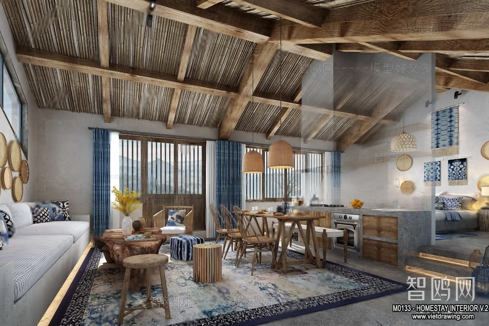 Homestay 3D Interior Scene - 3D Models - 228