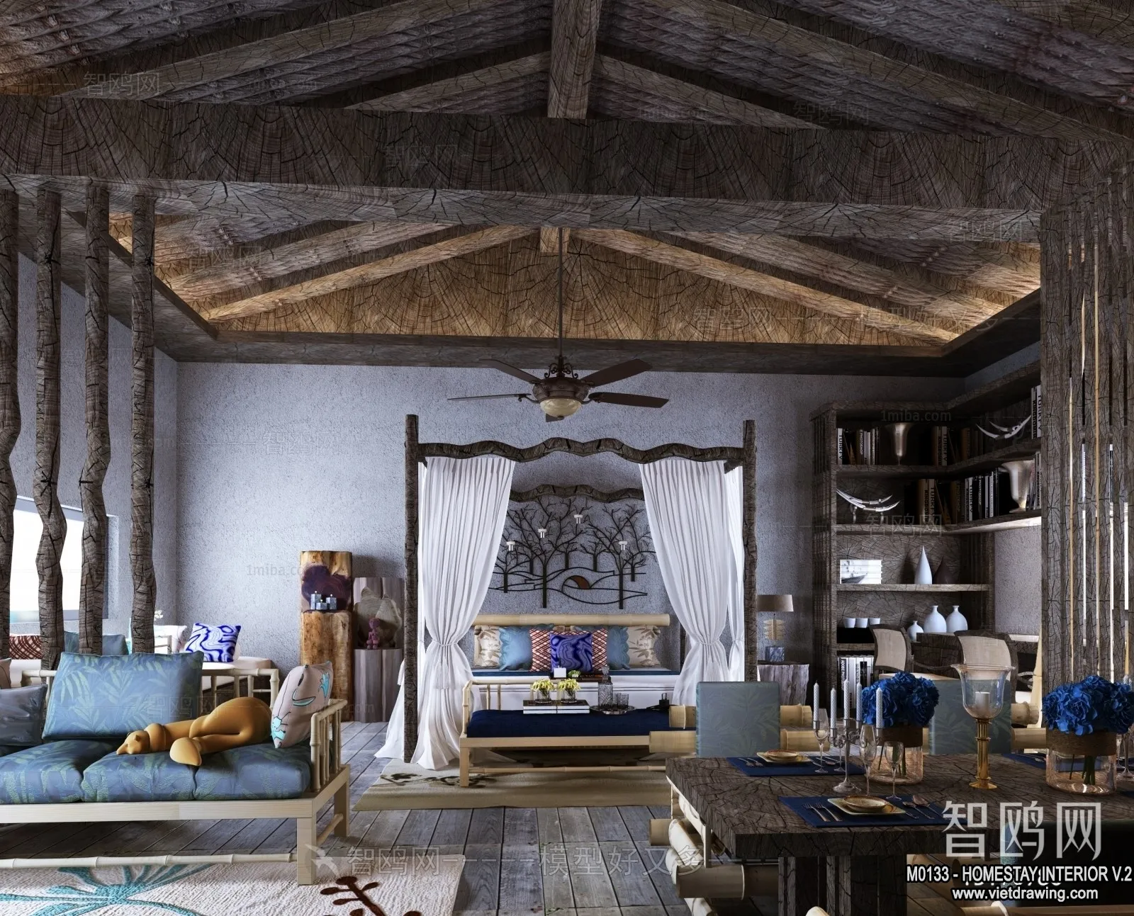 Homestay 3D Interior Scene - 3D Models - 234