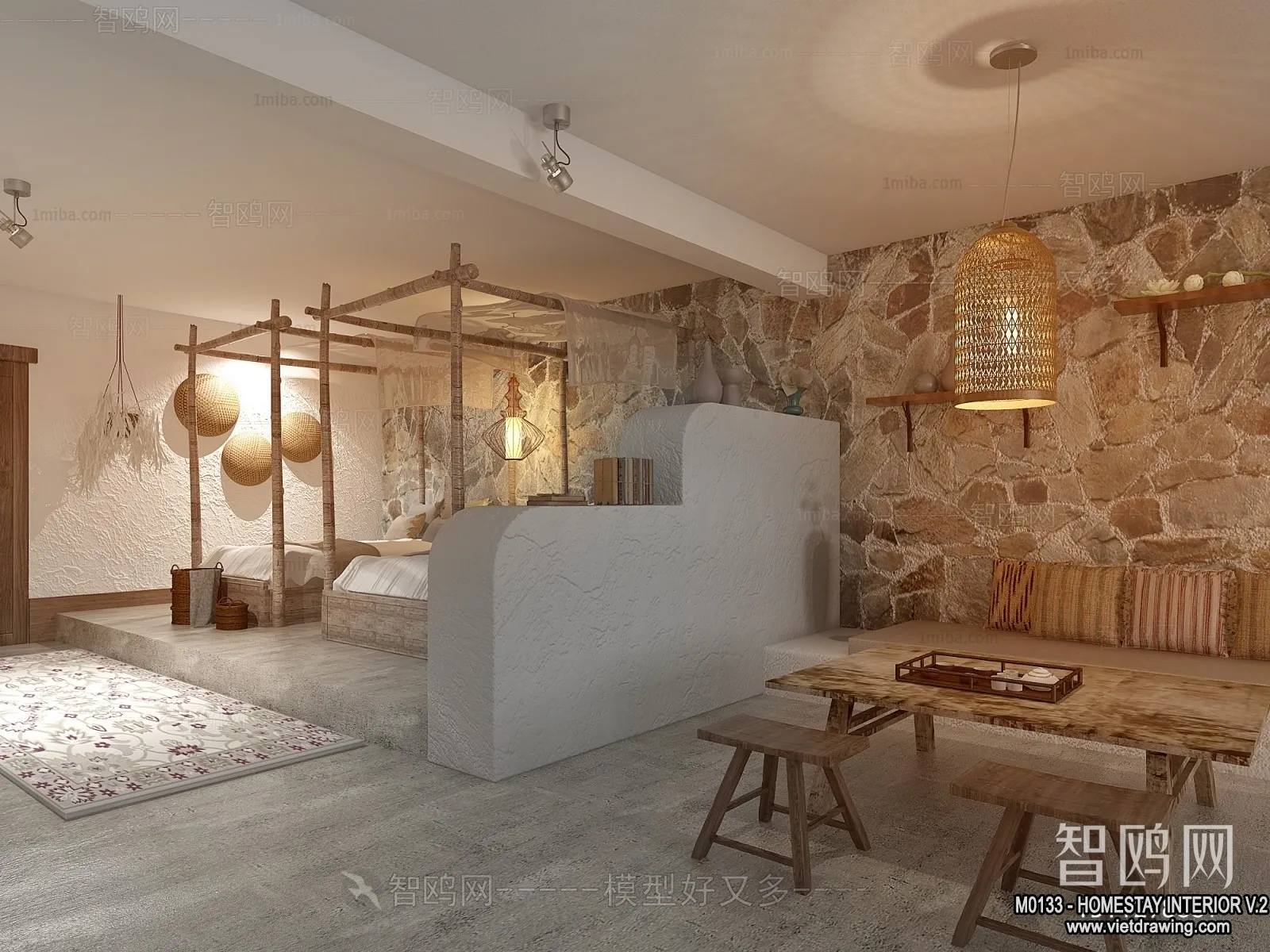 Homestay 3D Interior Scene - 3D Models - 263
