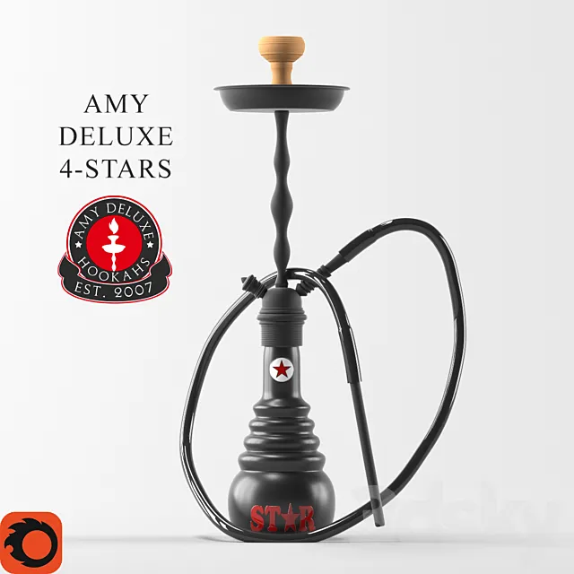 Hookah Amy Deluxe 4-star 3D Model