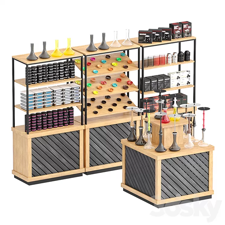 Hookah shop showcases 3D Model Free