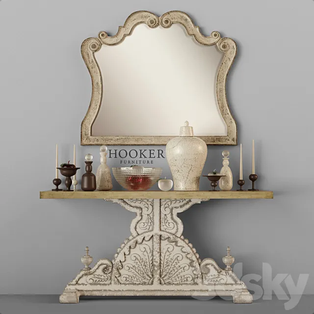 Hooker Console Table. Mirror 3DModel