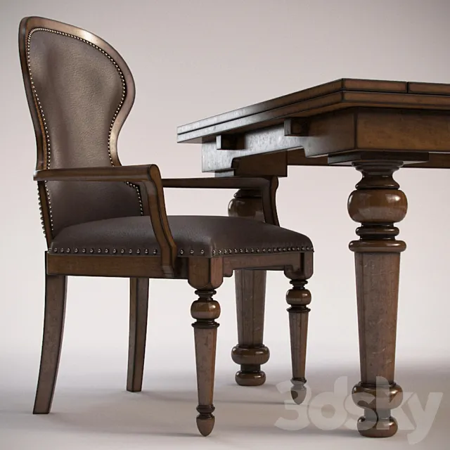 Hooker Furniture Armshair & Refectory Table 3D Model