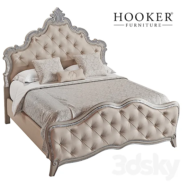Hooker Furniture Bedroom Sanctuary Upholstered King Panel Bed 3D Model
