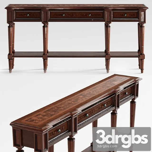 Hooker Furniture Living Room Grandover Three Drawer Console Table 3D Model Free