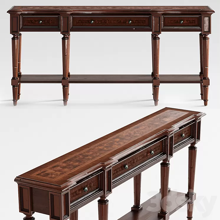 Hooker Furniture Living Room Grandover Three Drawer Console Table 3D Model