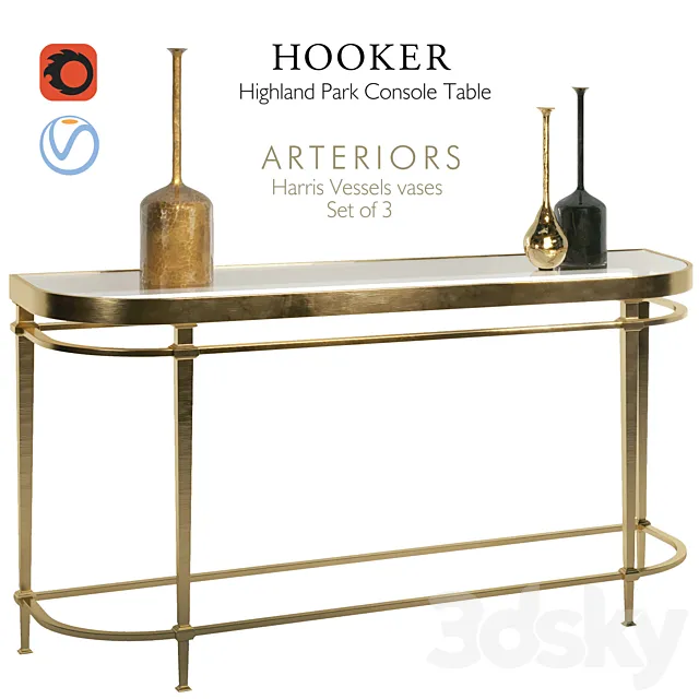 Hooker Highland Park & ??Arteriors vases 3DModel