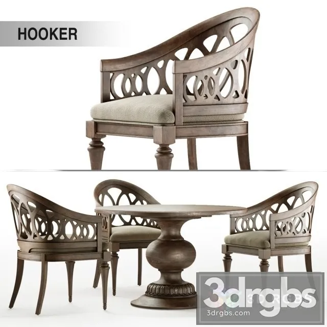 Hooker Table and Chair 3D Model Free