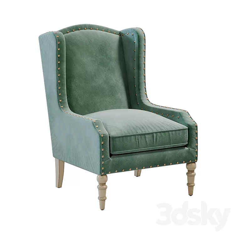 Horchow Randall Velvet Wing Chair 3D Model