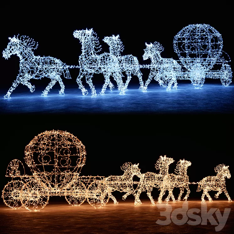 Horse carriage of garlands 3D Model