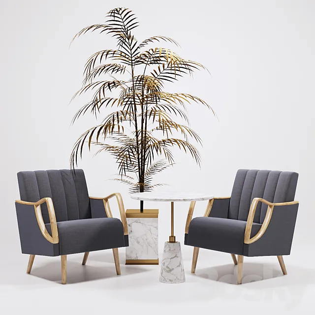 Horta Fauteuil Armchairs golden tree and table Arteriors Free Download