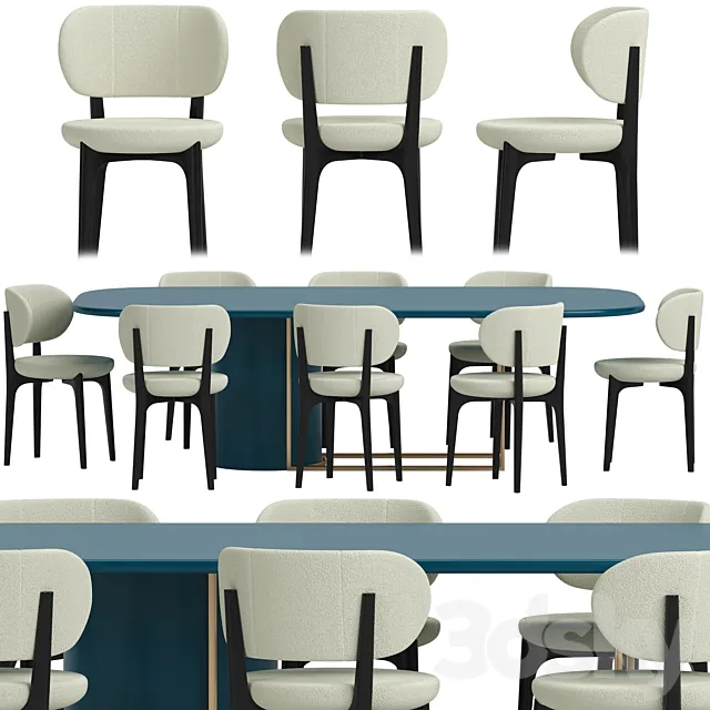 HORUS table and RICHMOND chairs by Secolo 3DModel