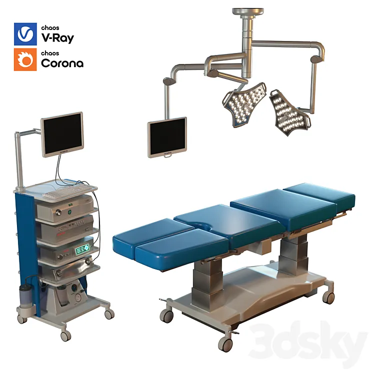 hospital equipment vol 3 (surgical room set) 3D Model Free