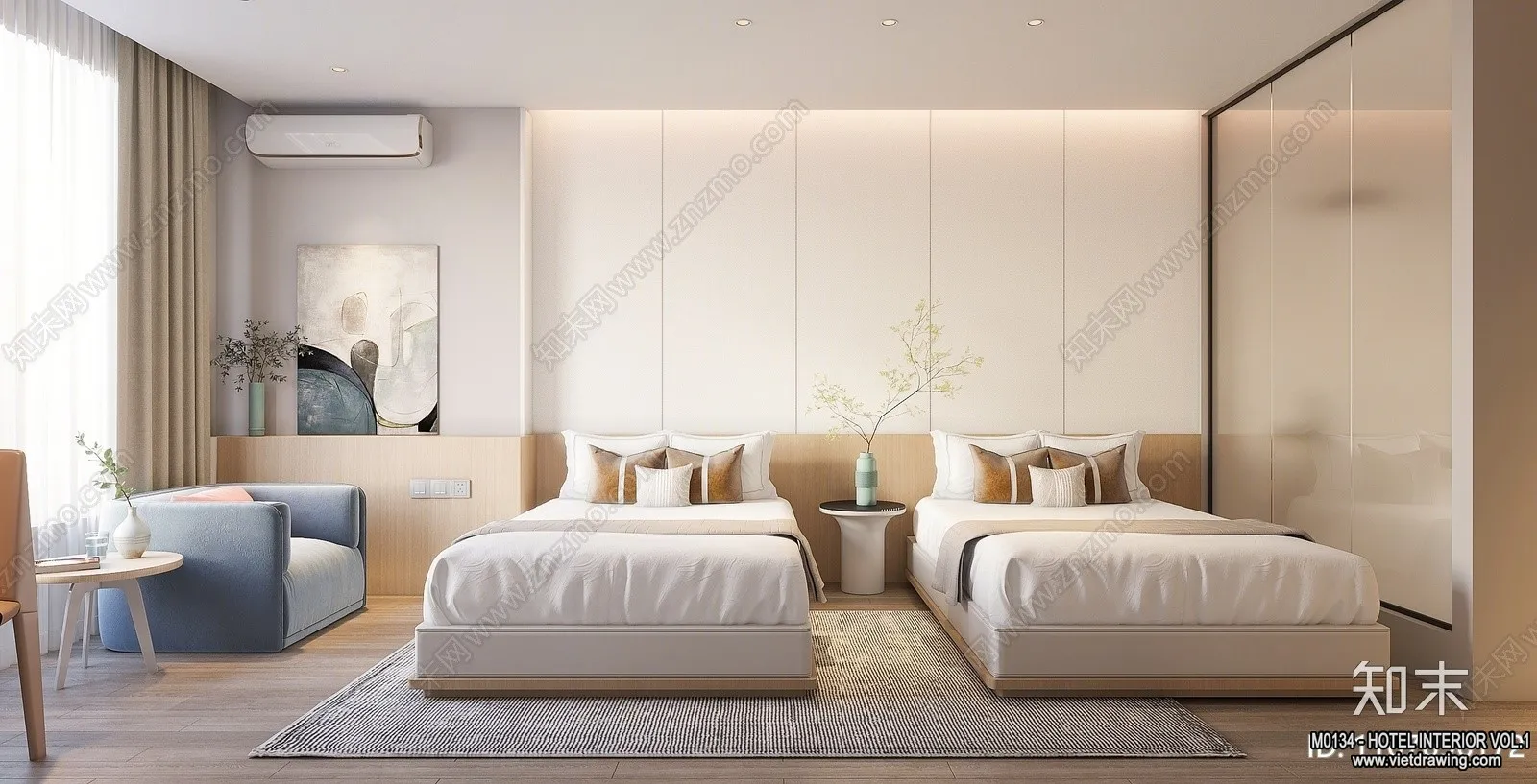 Hotel - Bedroom - 3D Interior Scene - 3D Models - 001