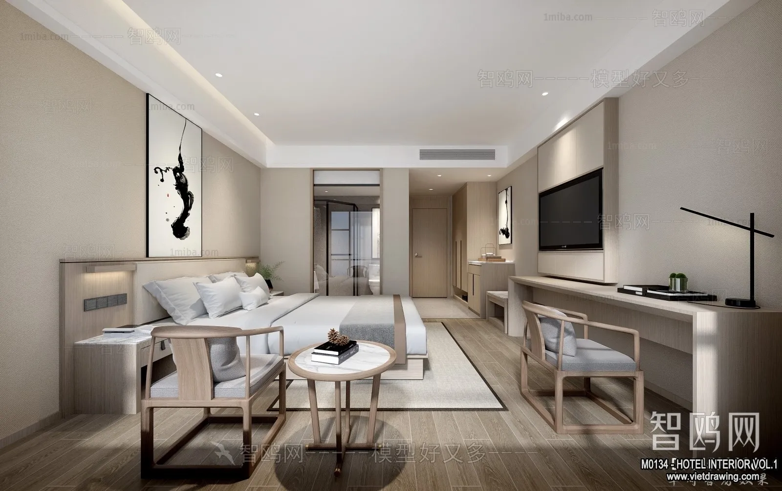 Hotel - Bedroom - 3D Interior Scene - 3D Models - 003