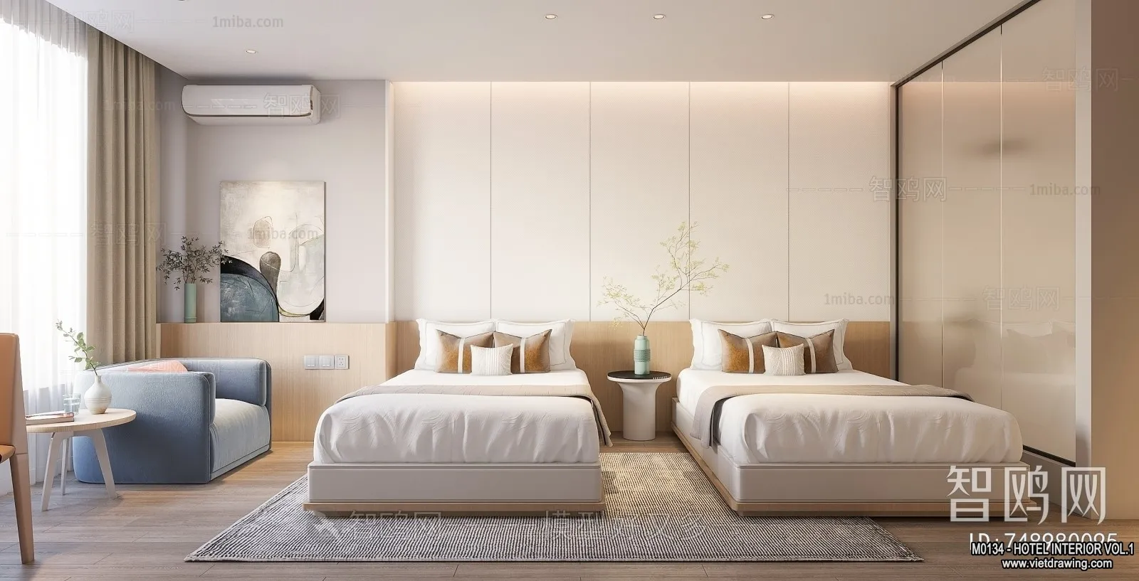 Hotel - Bedroom - 3D Interior Scene - 3D Models - 004