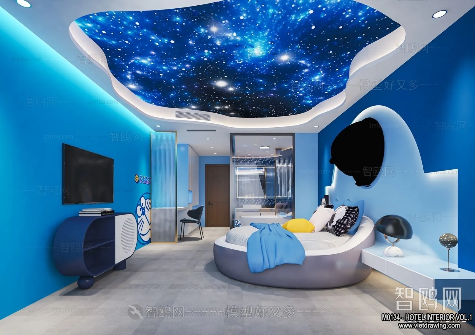 Hotel - Bedroom - 3D Interior Scene - 3D Models - 007