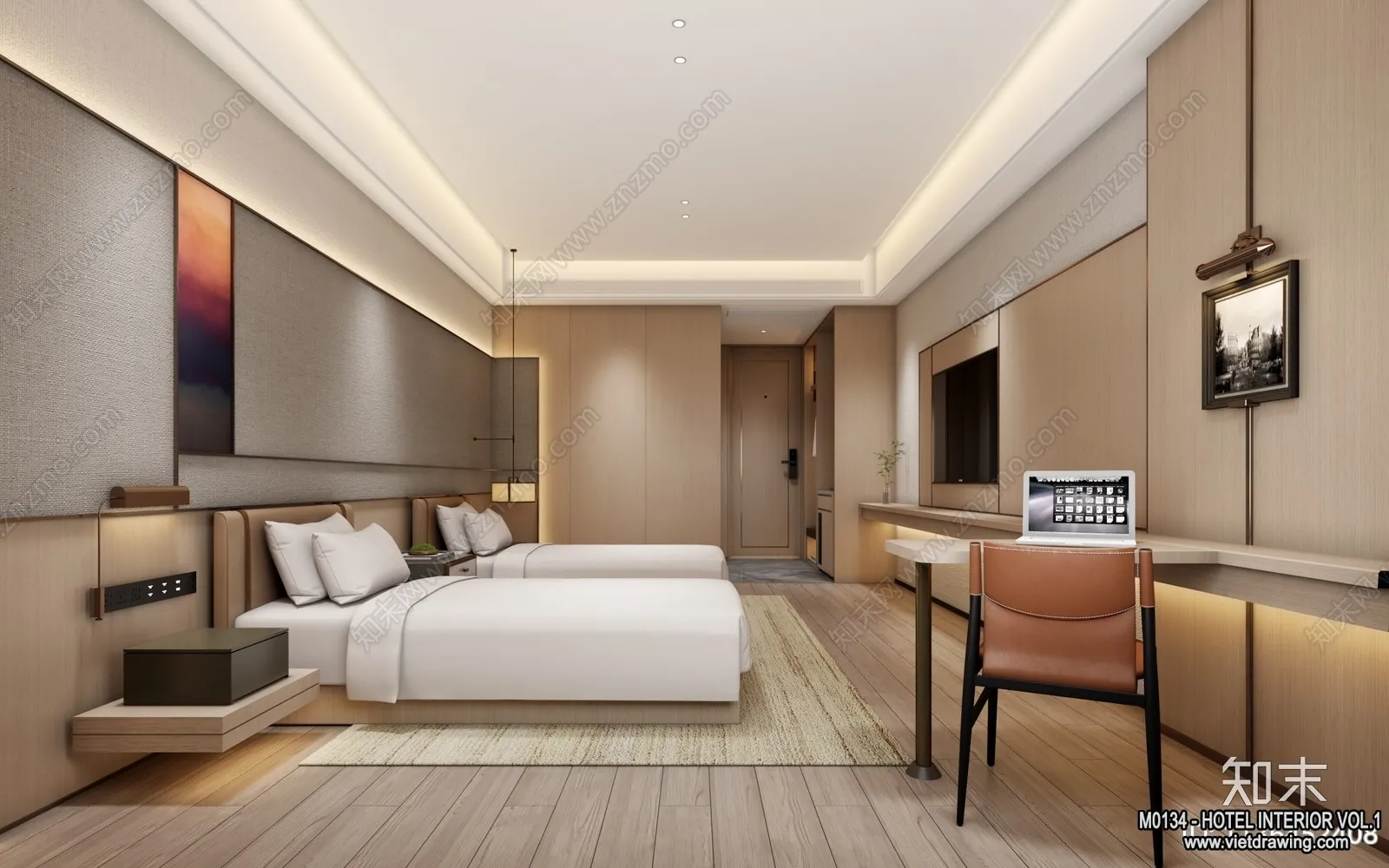 Hotel - Bedroom - 3D Interior Scene - 3D Models - 008