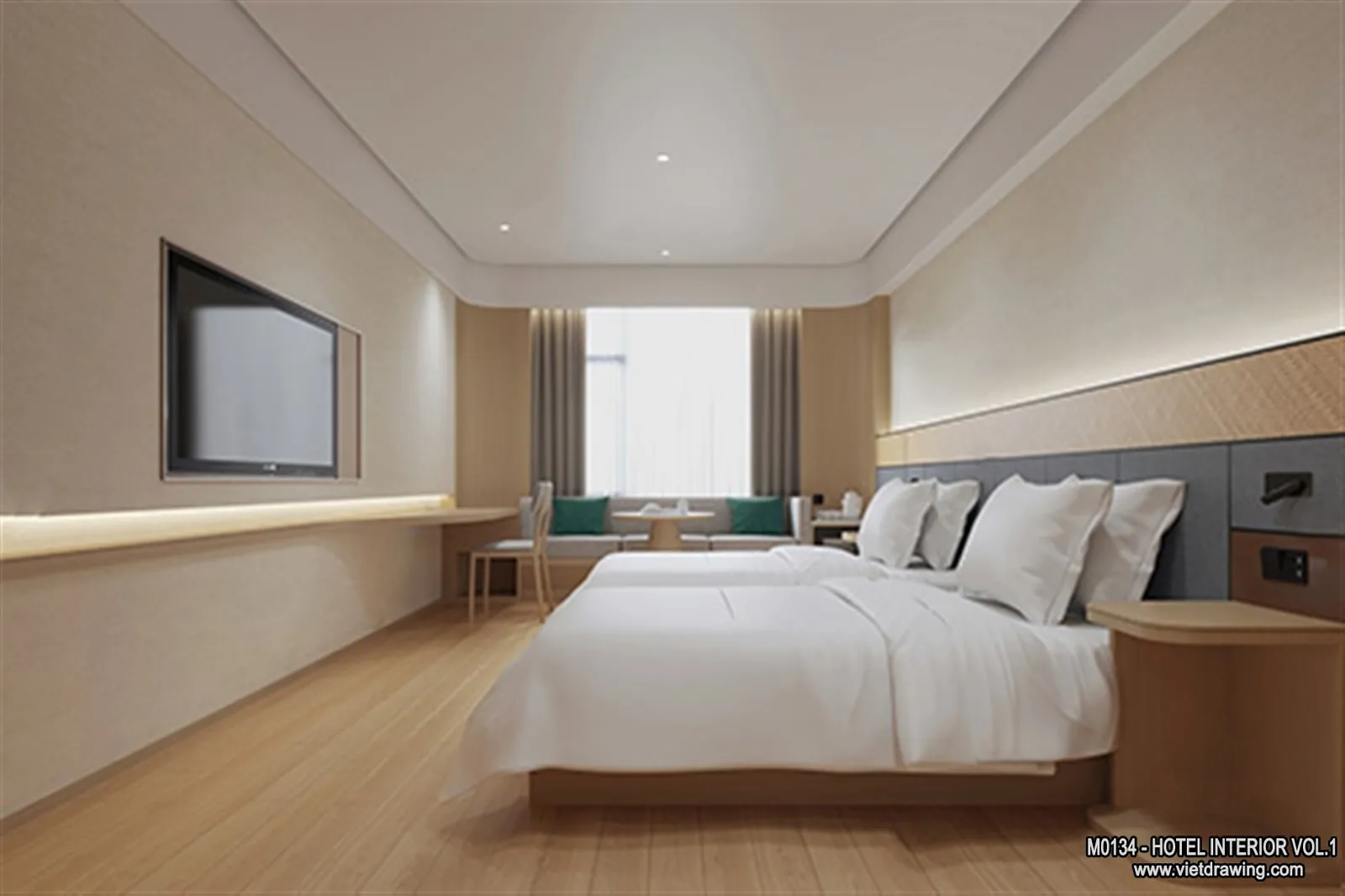 Hotel - Bedroom - 3D Interior Scene - 3D Models - 012
