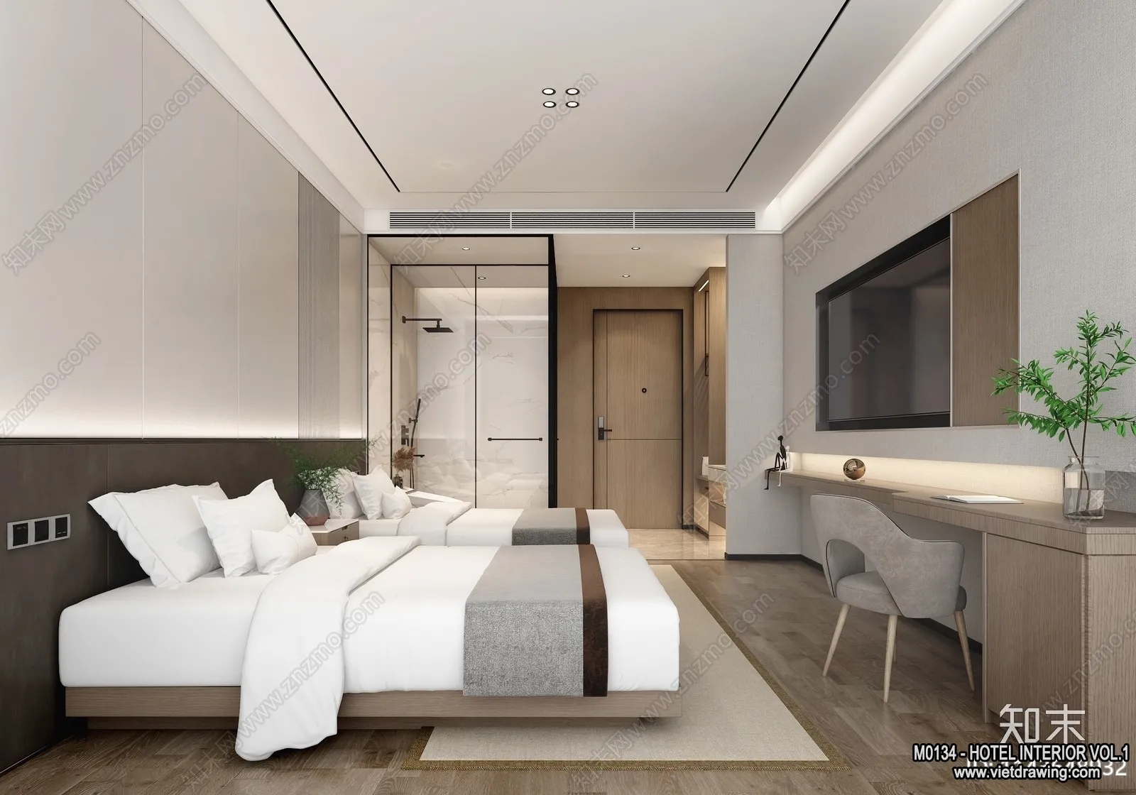 Hotel - Bedroom - 3D Interior Scene - 3D Models - 015