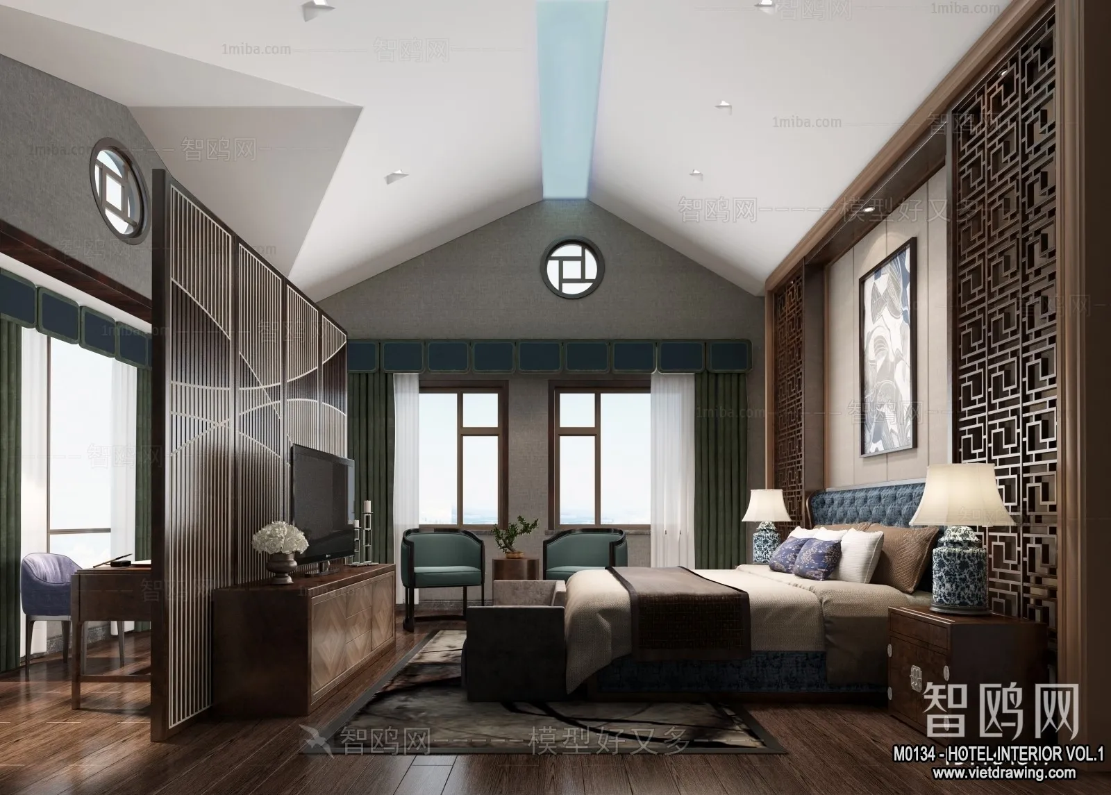 Hotel - Bedroom - 3D Interior Scene - 3D Models - 016