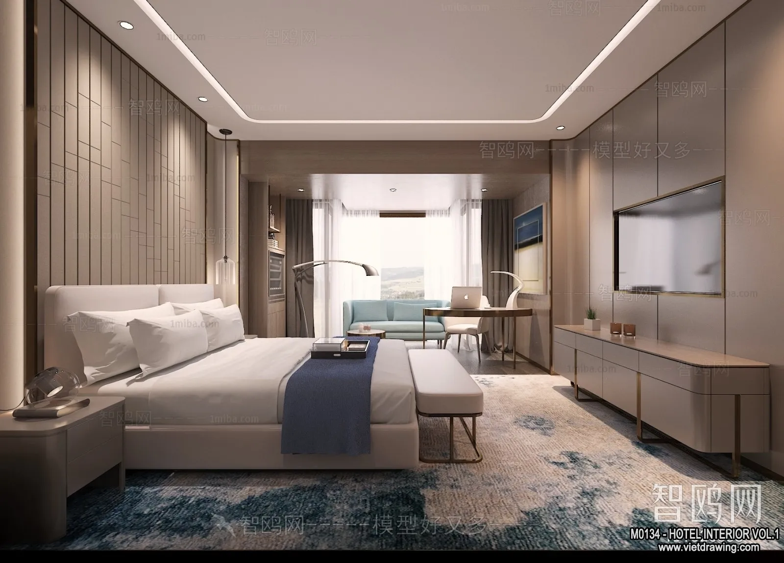 Hotel - Bedroom - 3D Interior Scene - 3D Models - 018