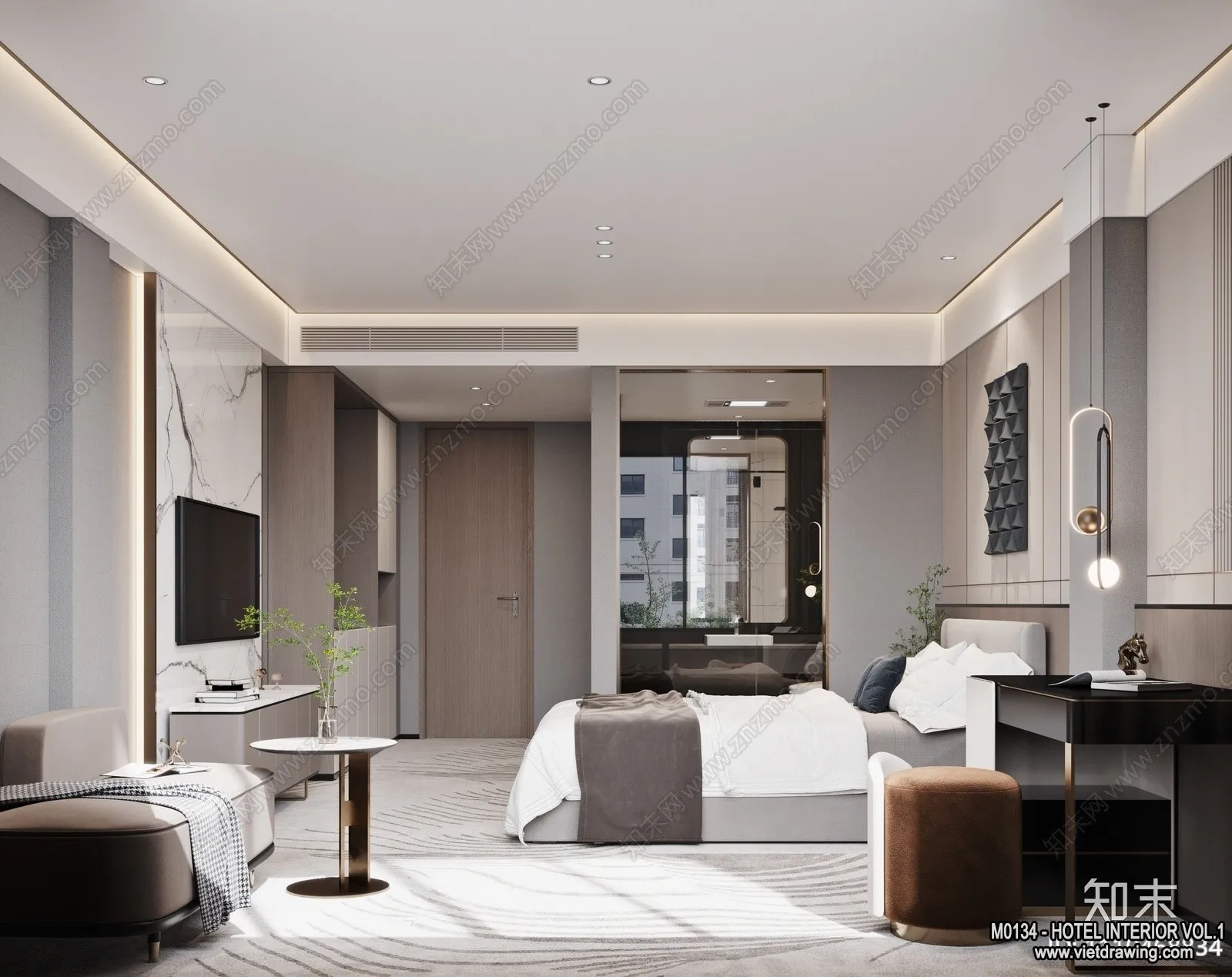 Hotel - Bedroom - 3D Interior Scene - 3D Models - 019