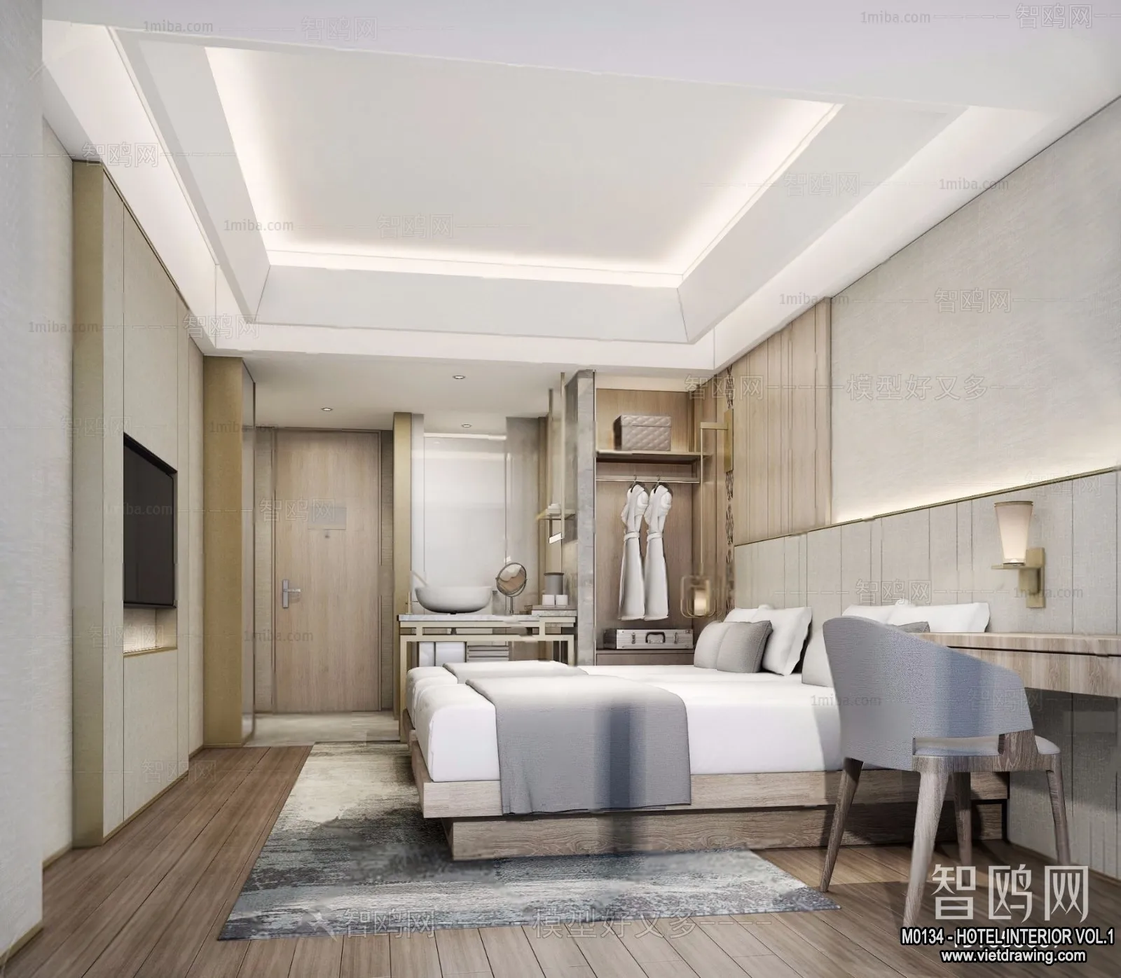 Hotel - Bedroom - 3D Interior Scene - 3D Models - 020