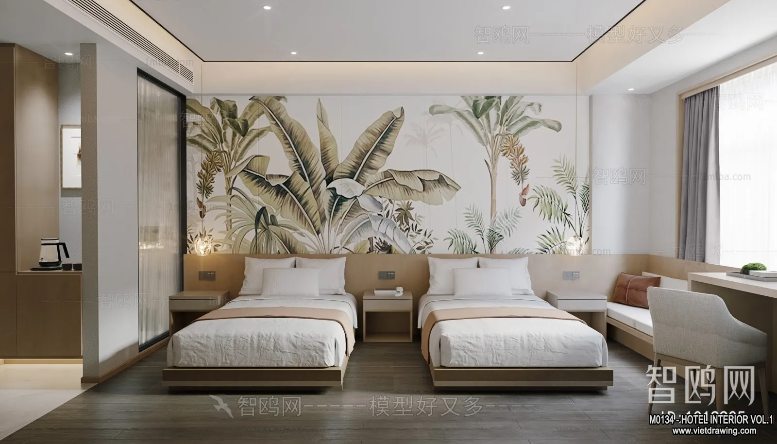 Hotel - Bedroom - 3D Interior Scene - 3D Models - 022