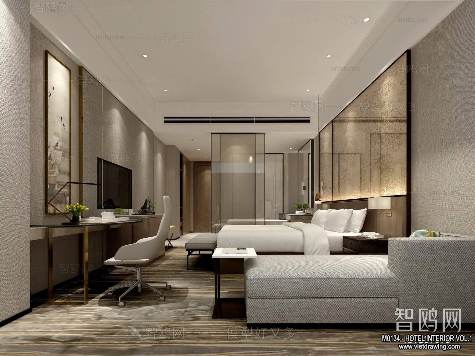 Hotel - Bedroom - 3D Interior Scene - 3D Models - 024