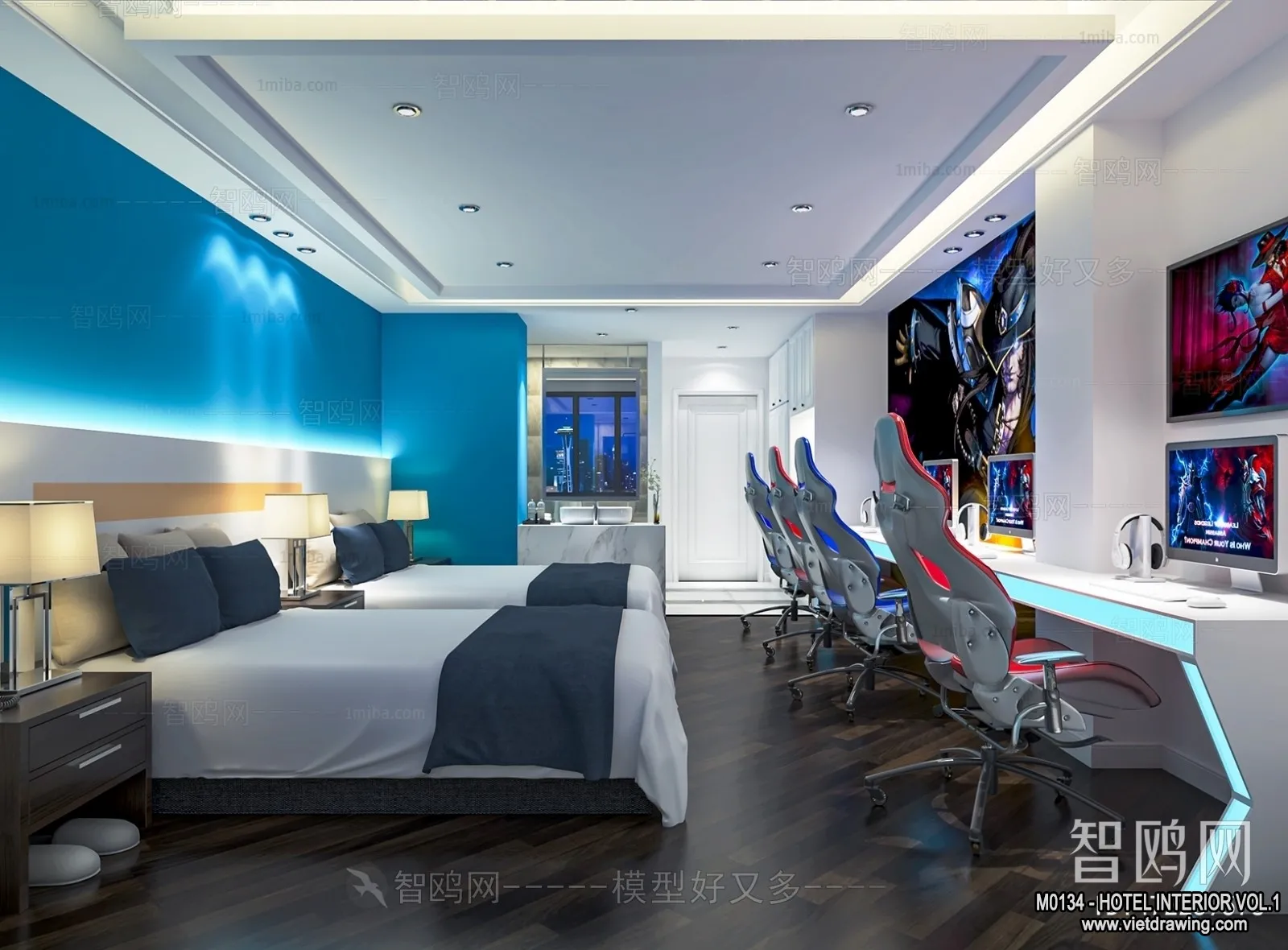 Hotel - Bedroom - 3D Interior Scene - 3D Models - 025