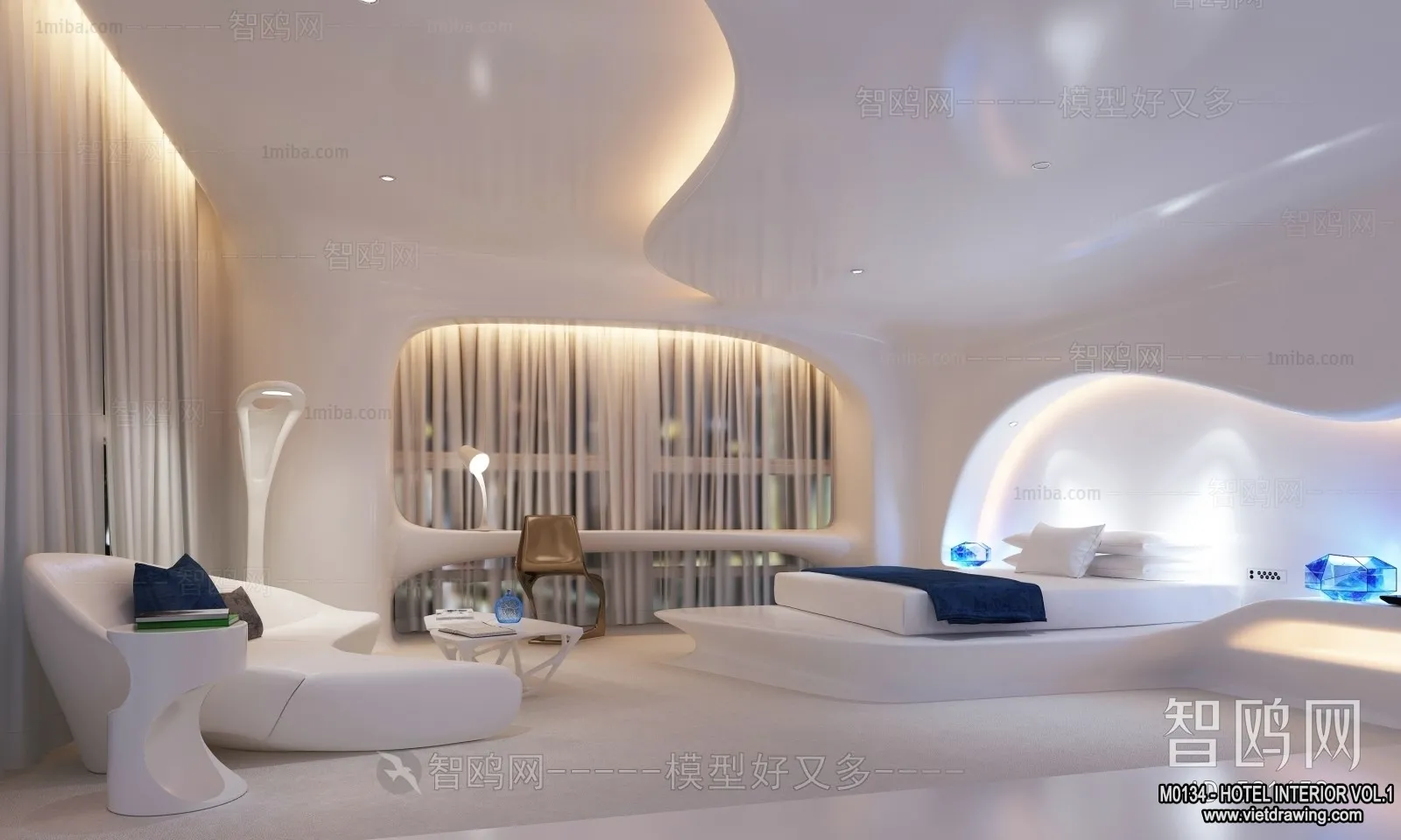 Hotel - Bedroom - 3D Interior Scene - 3D Models - 027