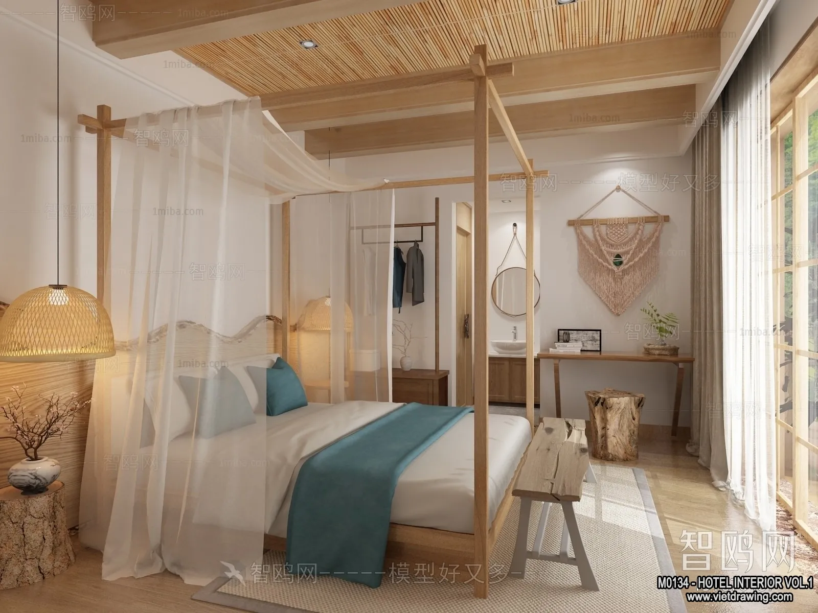 Hotel - Bedroom - 3D Interior Scene - 3D Models - 028