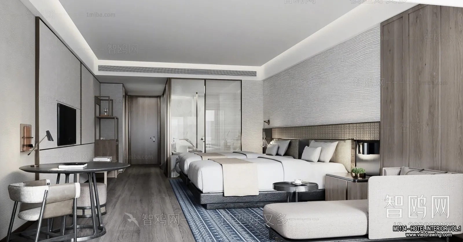 Hotel - Bedroom - 3D Interior Scene - 3D Models - 032
