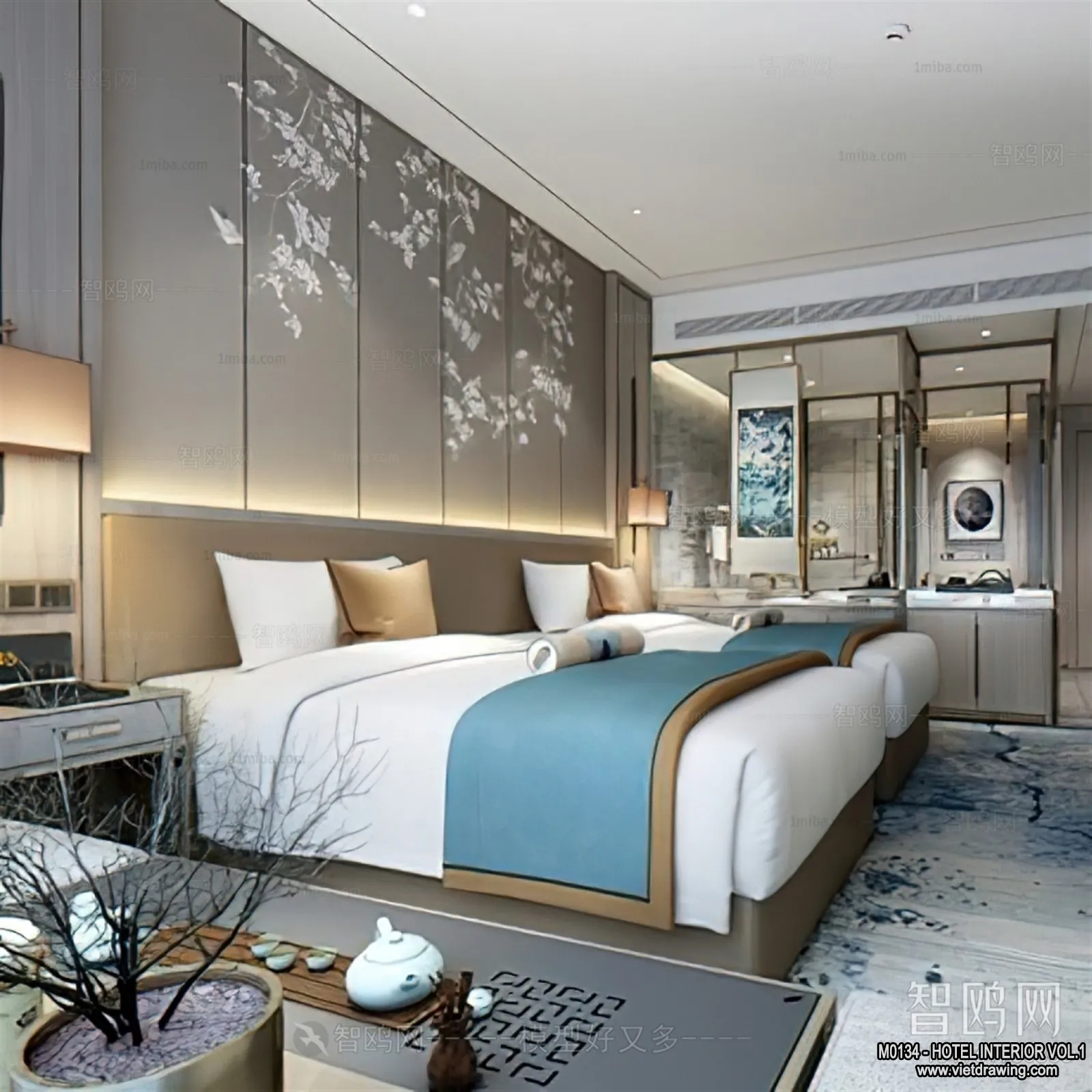 Hotel - Bedroom - 3D Interior Scene - 3D Models - 034