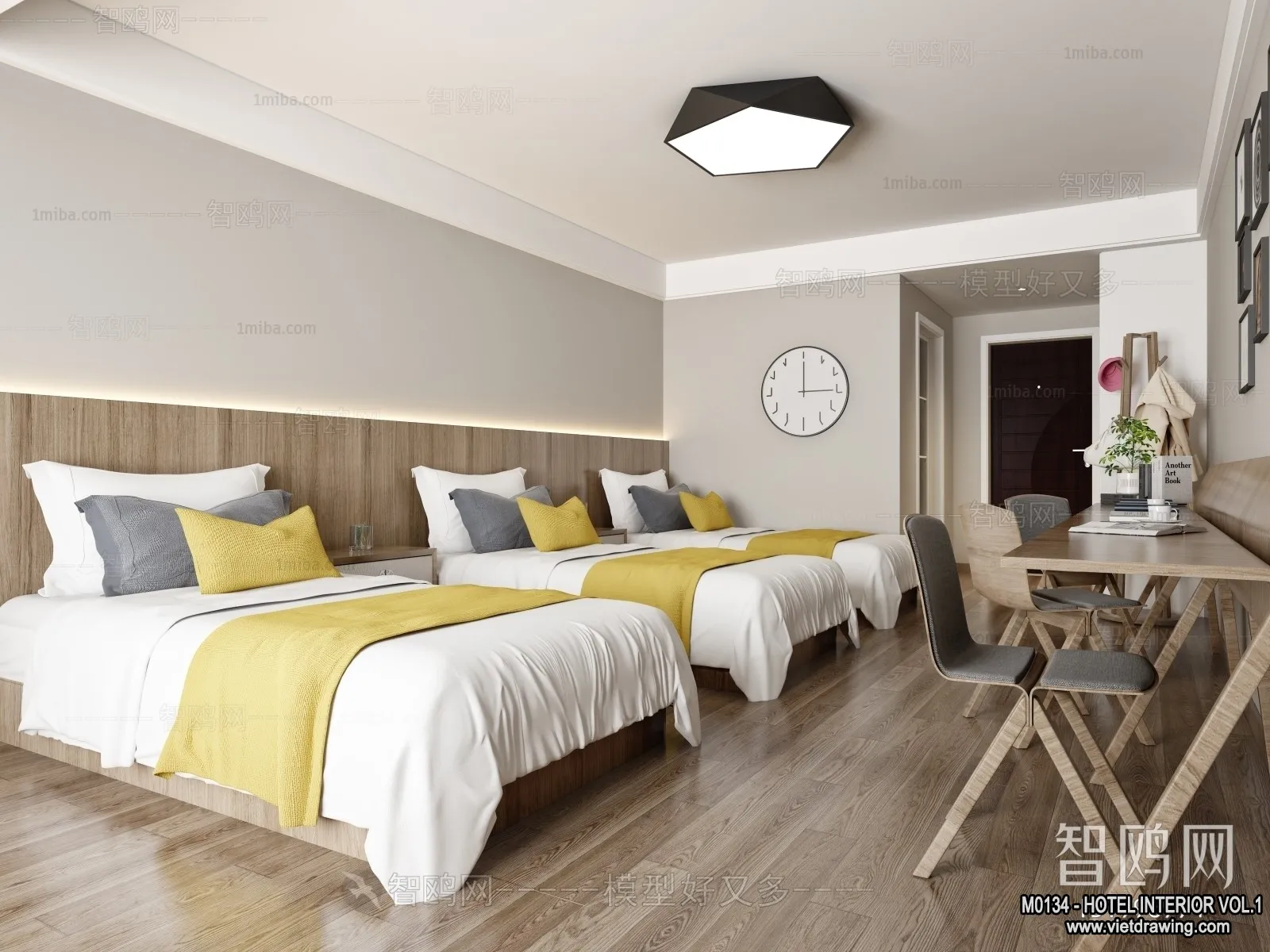 Hotel - Bedroom - 3D Interior Scene - 3D Models - 035
