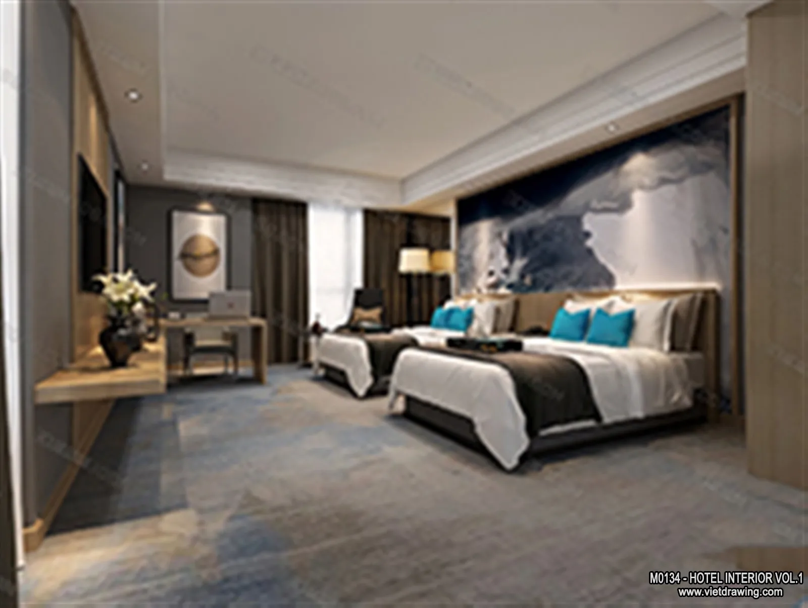 Hotel - Bedroom - 3D Interior Scene - 3D Models - 037