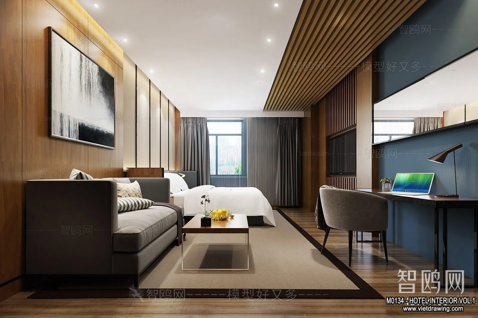 Hotel - Bedroom - 3D Interior Scene - 3D Models - 038