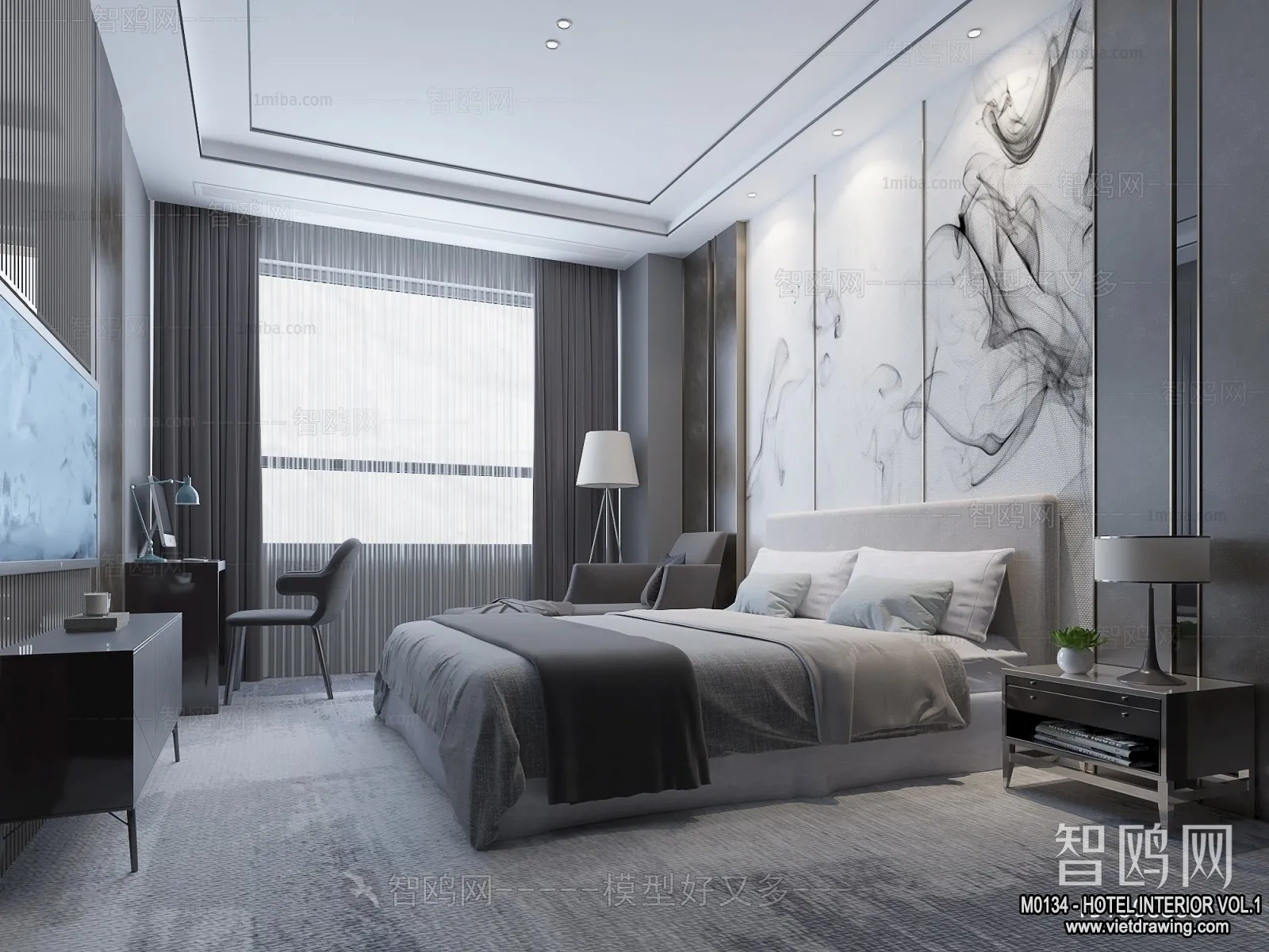 Hotel - Bedroom - 3D Interior Scene - 3D Models - 039