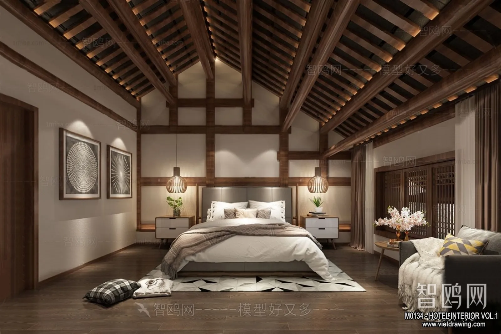 Hotel - Bedroom - 3D Interior Scene - 3D Models - 041