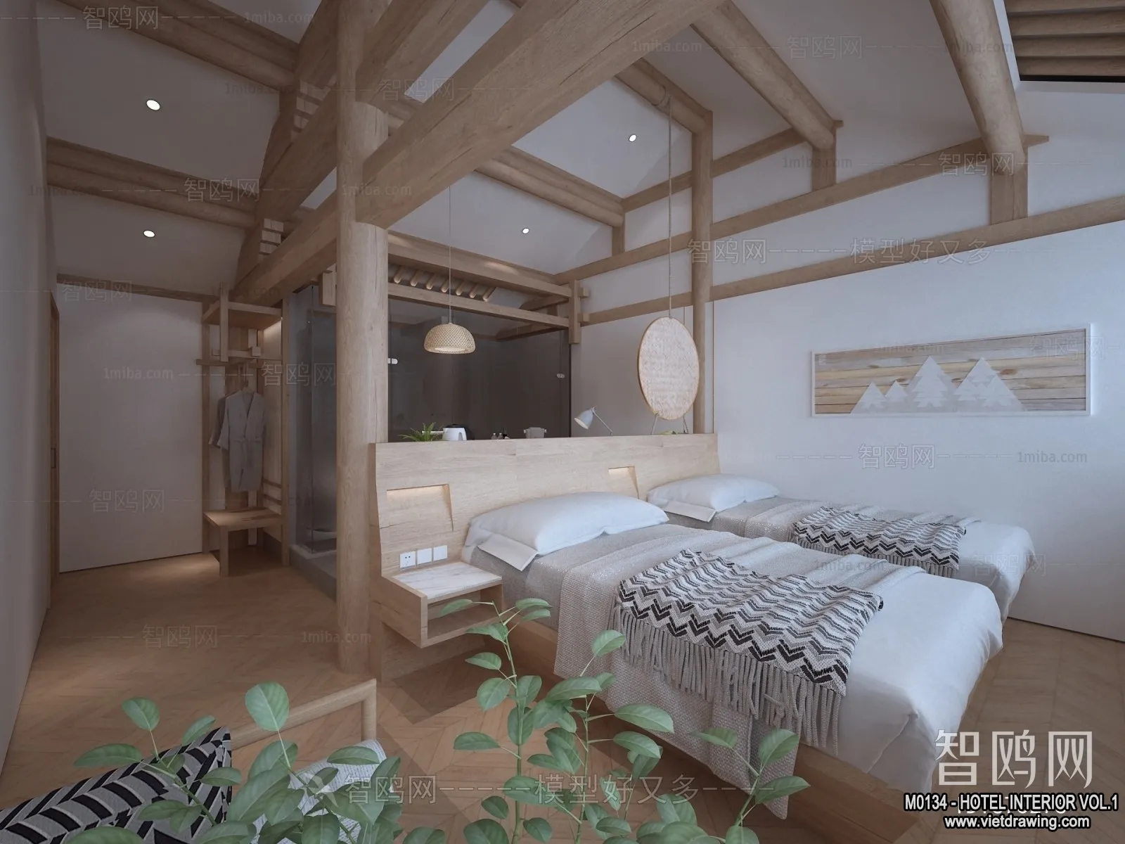 Hotel - Bedroom - 3D Interior Scene - 3D Models - 042
