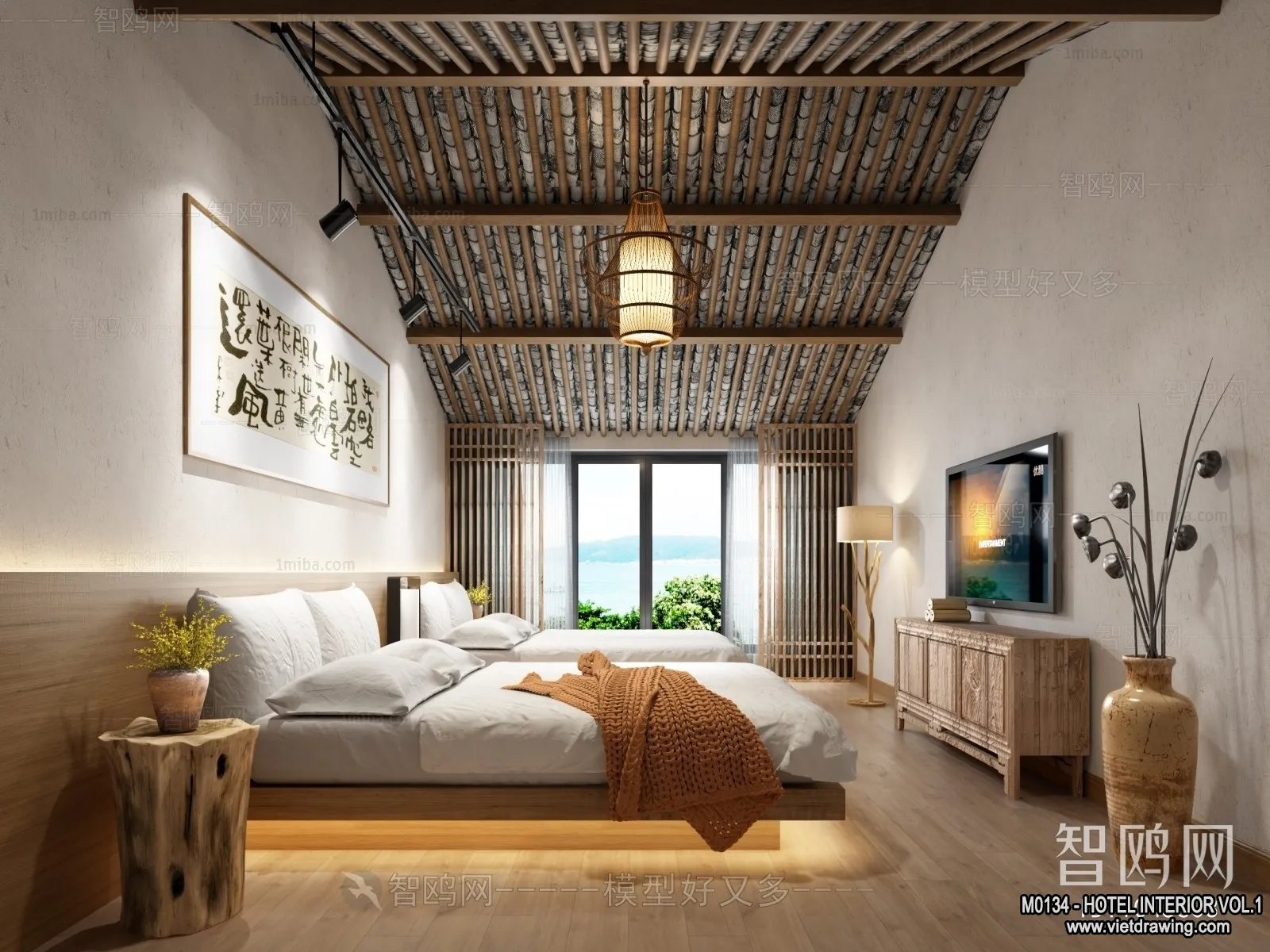 Hotel - Bedroom - 3D Interior Scene - 3D Models - 043