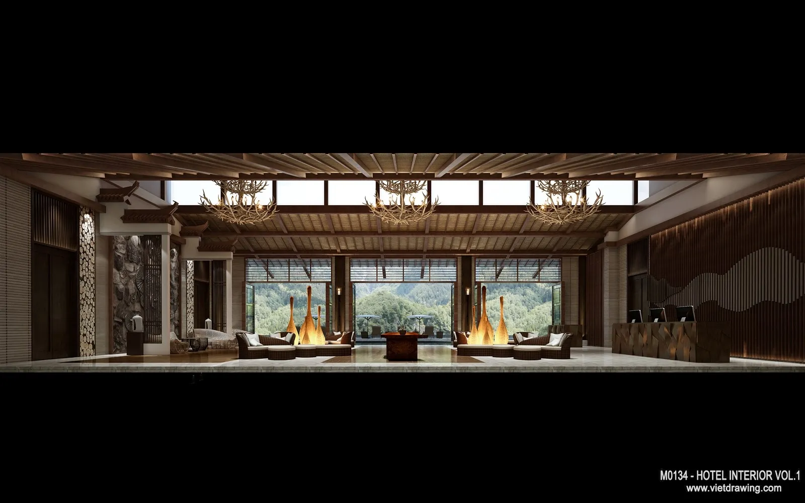 Hotel - Lobby - 3D Interior Scene - 3D Models - 418