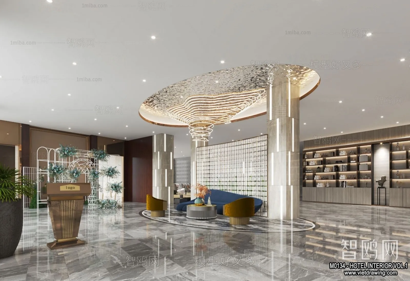 Hotel - Lobby - 3D Interior Scene - 3D Models - 419