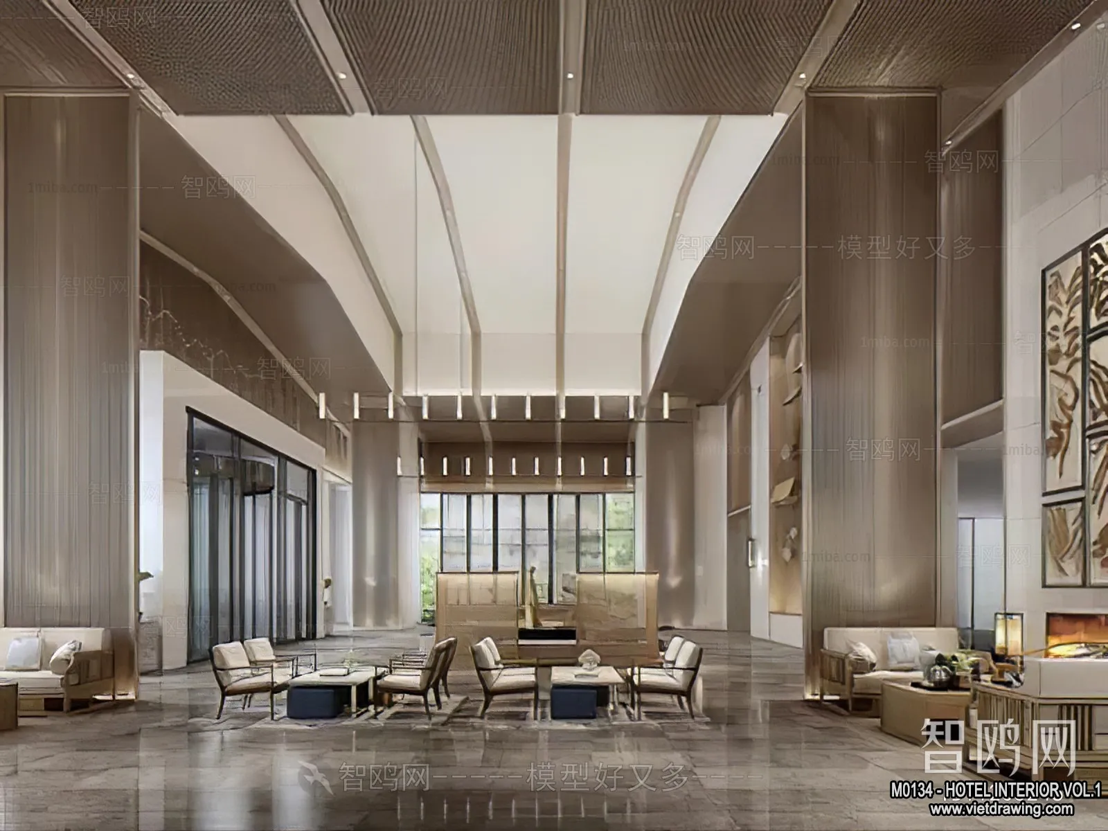 Hotel - Lobby - 3D Interior Scene - 3D Models - 422